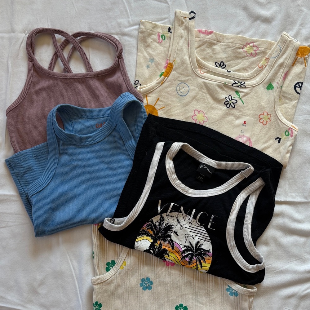 Cat & Jack Kids Tank Tops - Black, Blue, Cream, Purple